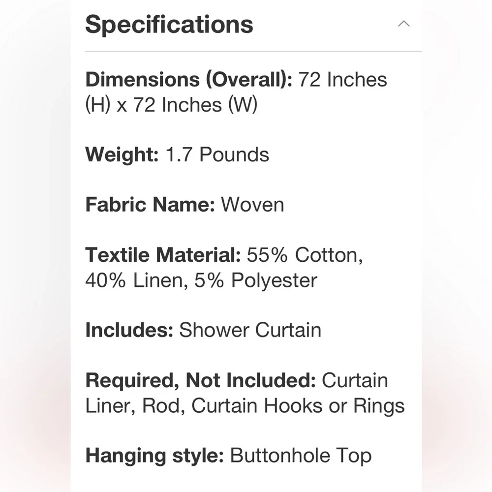 CASALUNA NWT linen cool washed printed plaid shower curtain